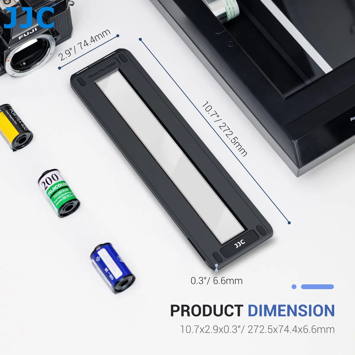JJC Support Film Négatif 35mm, Support Magnétique Coulissant pour Scanner Films de 24 x 36mm sur Scanner Plat Standard avec Rétroéclairage Zone de Numérisation de l'unité Transparente 228,5 x 27,9mm