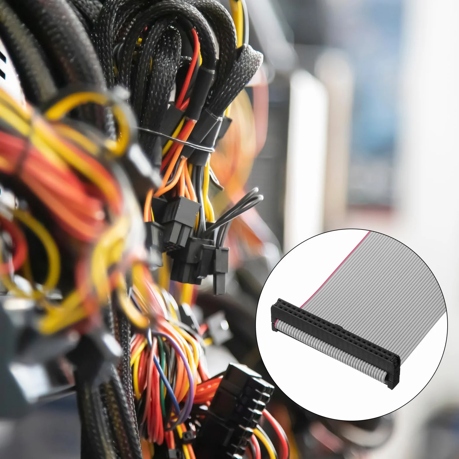 sourcing map IDC Câble plat FC/FC Connecteur A 16 broches 2,54 mm Longueur 50 cm Gris