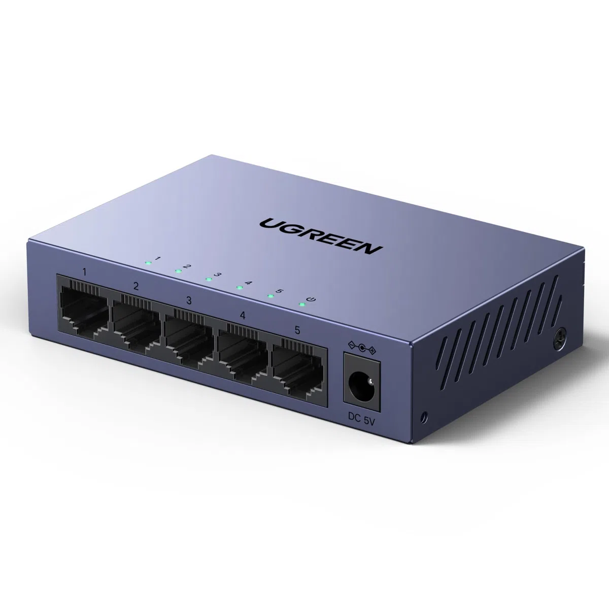 UGREEN 5 Ports Switch Ethernet Gigabit Hub Ethernet 1000Mbps Administrable Web Switch RJ45 Plug et Play Support VLAN QoS Link Aggregation IGMP Snooping Boitier Métal