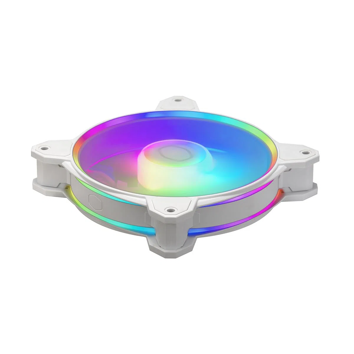 Cooler Master MasterFan MF120 Halo2 ARGB Blanc – Boîtier et ventilateur de refroidissement, éclairage RVB adressable à double anneau, roulement de fusil, lames d'équilibrage d'air élargies, protection