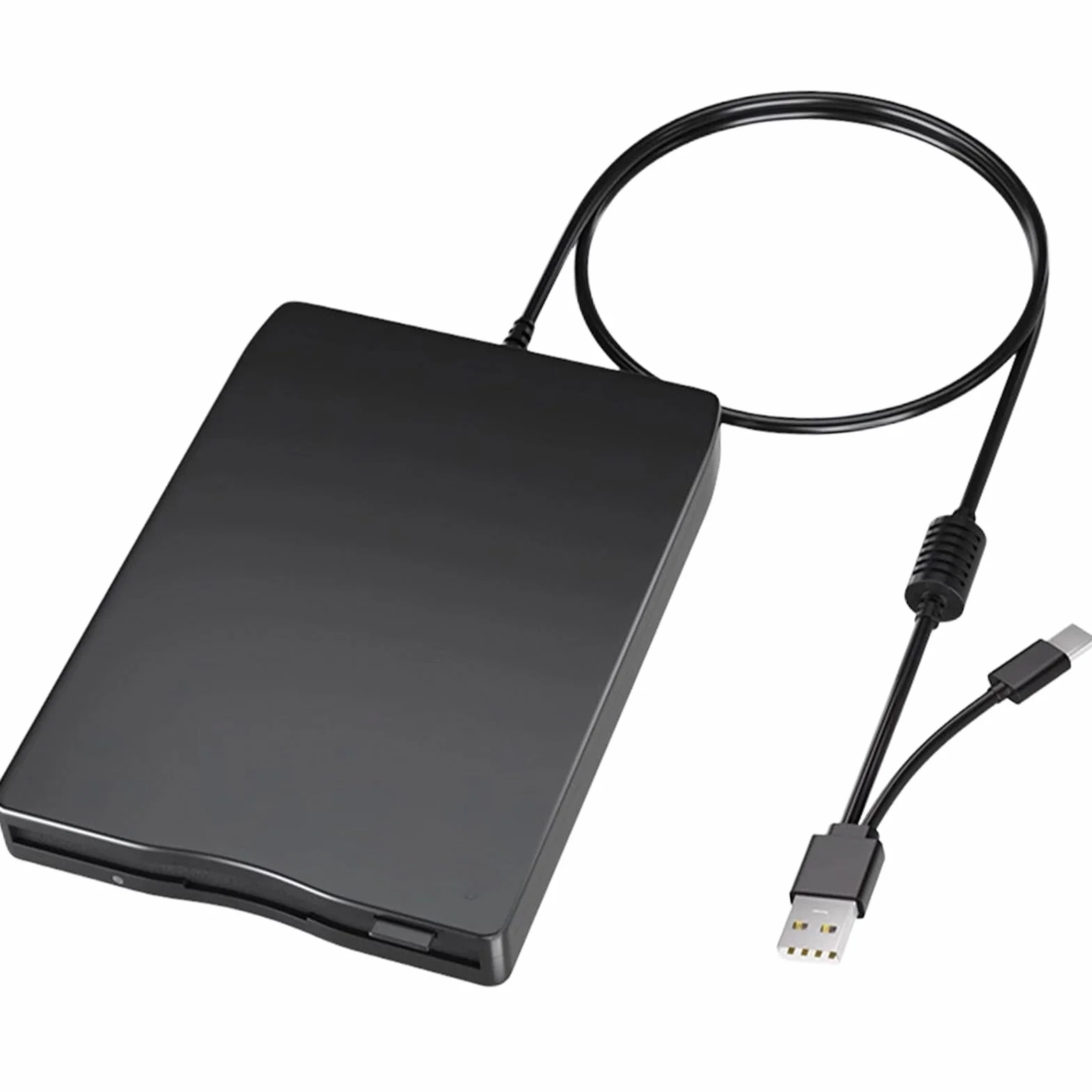 Lecteur de disquette USB externe FDD 1,44 Mo/2 HD 3,5", USB C, Slimline Portable, Plug and Play pour ordinateurs portables avec Windows 11/10/7/8/XP (noir)