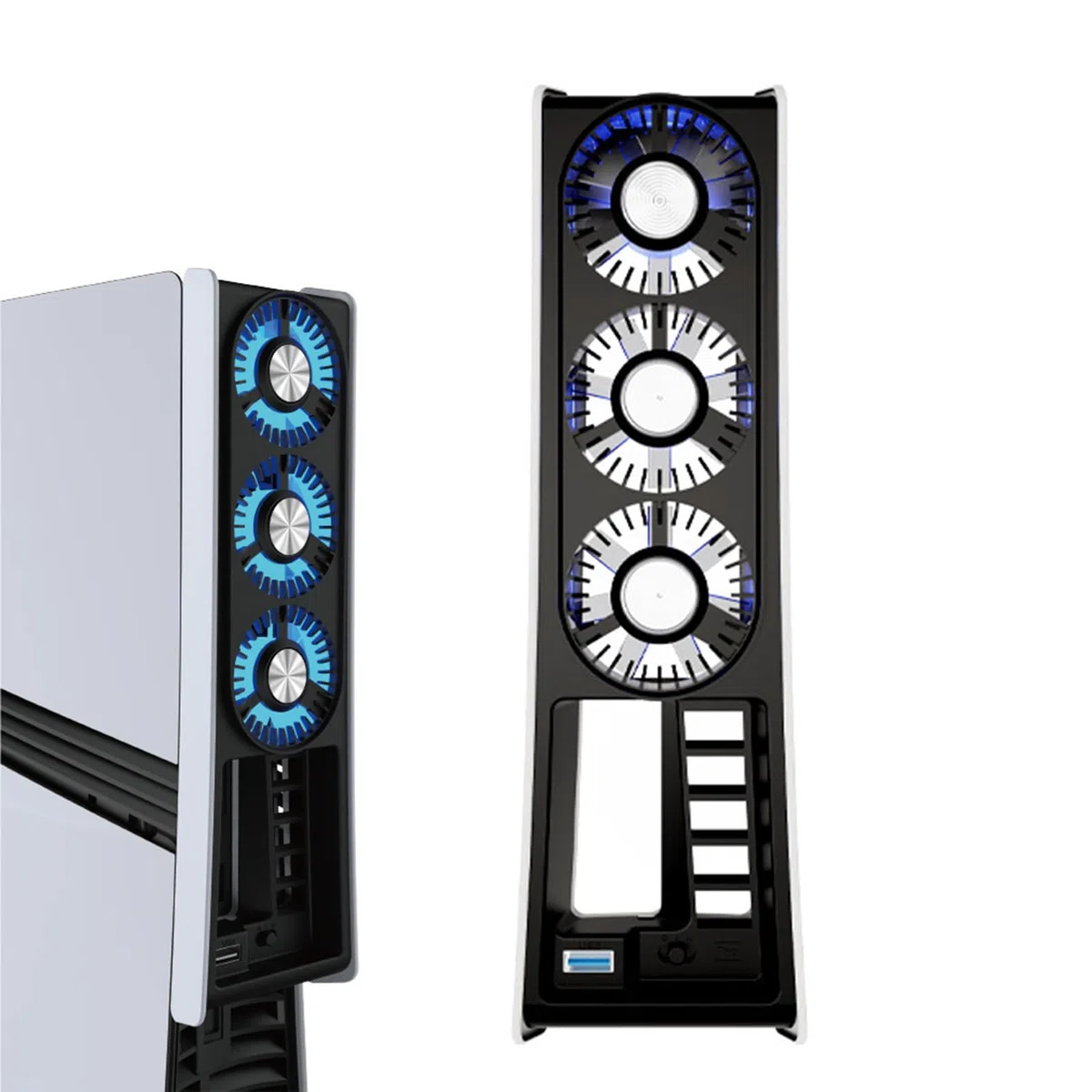 Ventilateur de refroidissement pour PS5 PRO avec lumières LED - Ventilateur silencieux à double vitesse, système de refroidissement efficace, compatible avec Digital / Disc Edition - Moteur