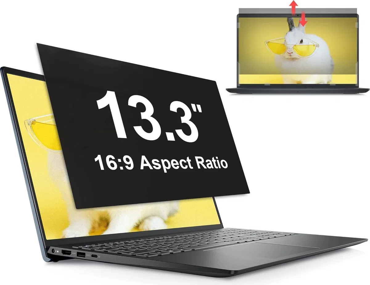 13.3 Pouces Filtre de Confidentialité pour écran Ordinateur Portable Aspect 16:9, Filtre Ecran 13.3 Pouces Compatible avec HP/Dell/Acer/Lenovo/Thinkpad/Envy/Asus/Xps, Amovible Filtre Lumière Bleu
