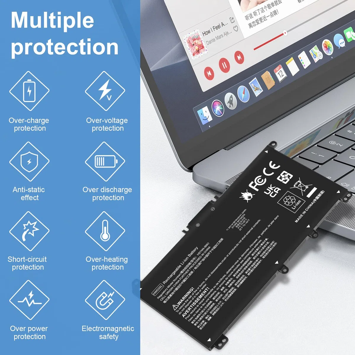 ASUNCELL HW03XL Batterie d'ordinateur Portable pour HP 255 470 G8, HP 240 245 250 255 G9 Series, Pavilion 15-EG 15-EG0000 15-EH 15-EH0000 17-CP 17-CP0000 17Z-CP0000 17-CN Series, 11.34V/41.04Wh