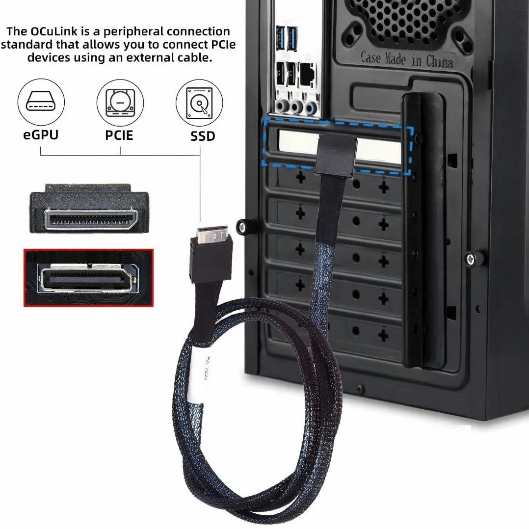 CY OCuLink PCIe PCI-Express SFF-8611 4i to OCuLink SFF-8611 SSD Data Active Cable 50cm